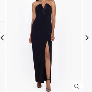 NWT BETSY & ADAM Black Long Strapless Crepe Tuxedo Top - Size 2